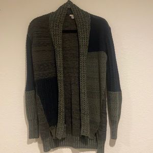 ecoté green color block knit cardigan
